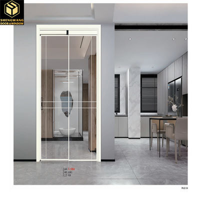 Soundproof Sleek PT Door Aluminium Pintu Geser Warna Perak Luar
