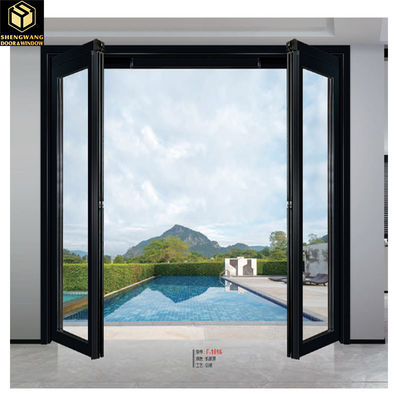 Double Glass Entrance PT Door 1.2m Width Custom Aluminium Sliding Doors Kunci Kunci