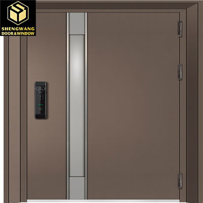 Isolasi Panas Brown Modern Aluminium Pintu Masuk Waterpfoof Pintu depan Aluminium