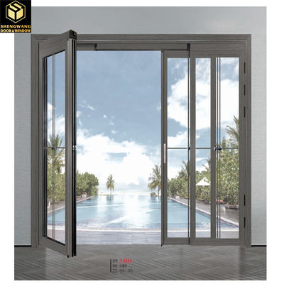 Pintu kaca geser bergelantungan aluminium tahan suara Pintu ganda aluminium dalam ruangan