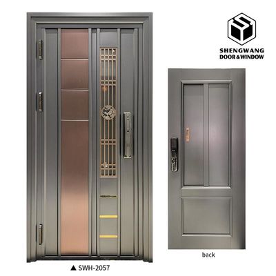 Pintu Interior Aluminium Hitam 4 X 8 Pintu Logam dengan Panel Finishing