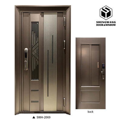 Silver Fireproof Aluminium Pintu Kamar Tidur Warna Disesuaikan Mdf Solid Core Pintu ODM