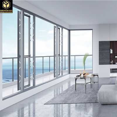 Jendela Swing Lebar Disesuaikan 5mm - 20mm Kaca Aluminium Jendela Geser