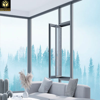 Swing kiri Estetika Aluminium Jendela geser Menghemat ruang Alum Jendela geser