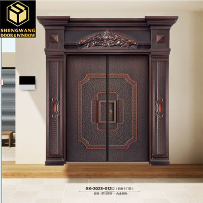 Fireproof Swig Kiri Aluminium Toko Pintu depan Villa Solid Aluminium Pintu depan