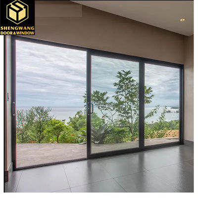 Villa Push Pull Curtain Tembok Jendela Aluminium Transparan Jendela Dengan Kerangka Geser
