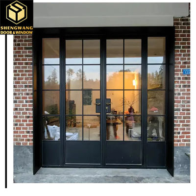 Villa Push Pull Curtain Tembok Jendela transparan Aluminium Hitam Jendela Sliding Frame