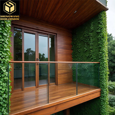 Tahan Api Dengan Pintu Taman Aluminium Brown Untuk Kunci Cerdas Pintu Sisi Aluminium