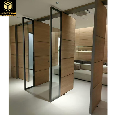 Handle Black Wooden Aluminium Garden Door Noiseless Aluminium Pivot Entrance Doors